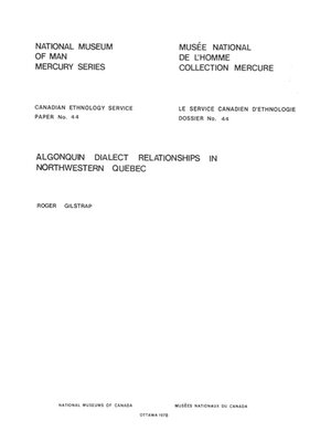 cover image of Algonquin Dialect Relationships in Northwestern Quebec